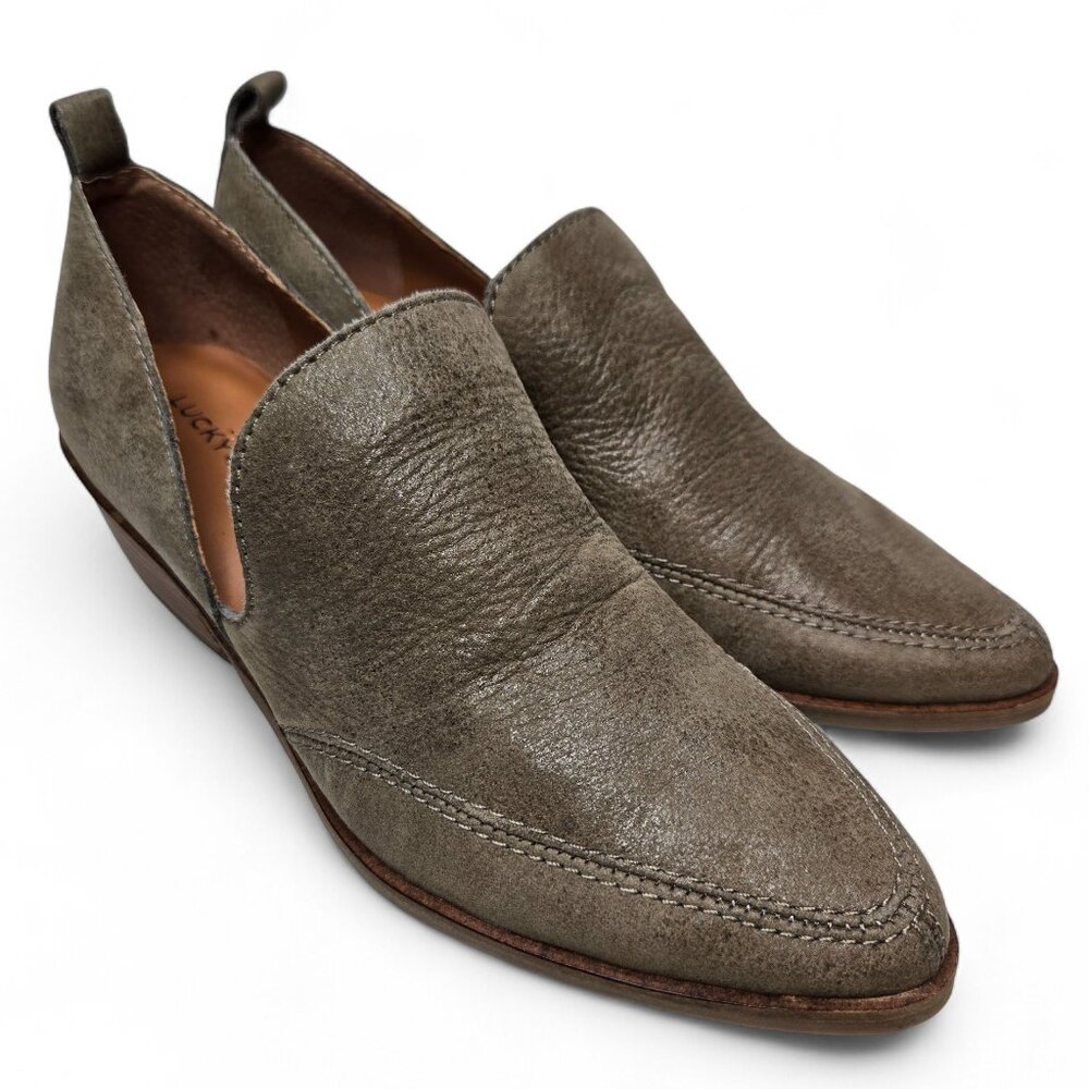 Lucky Brand Mahzan Heeled Loafers Women's Pointy Toe Cut Out Side Light Brown 7